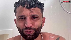 Bia Hot and Nicole Romanoff’s hot shower scene with close-ups and cowgirl position