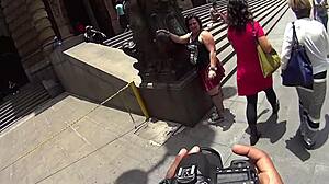 Chubby hot Mica meets two blacks with big dicks during travel