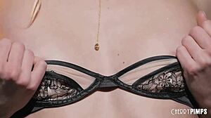 Petite teen enjoys riding her dildo in kitchen