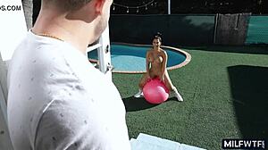 huge butt latina milf blows outdoor cock