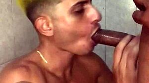 Gay twink gets his mouth filled with cum from gloryhole
