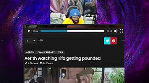 Jaheira's bald pussy fucked hard in ass while Aerith watches Tifa get pounded POV