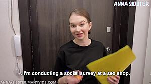 Russian Skinny Babe Fucks in Shop POV!