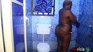 Patricia enjoys hardcore shower sex with big black cock.