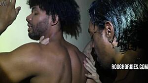 Interracial Gangbang Party with Rough Group Banging Action