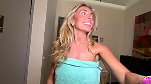 British blonde beauty Bonnie Blue in hot POV locker room scene