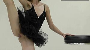 Flexible gymnast shows off her moves in a leotard