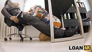 hungarian milf trades sex for cash in office interview