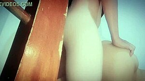 Big booty black African American girl shows off massive ass