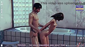 Skinny Babe Gets Wild in Steamy Shower Animation Scene