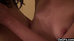 Two Teen Lesbians, Redhead and Brunette, Tease on Bedroom Webcam