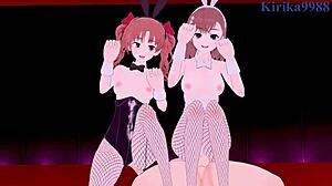 Mikoto Misaka and Kuroko Shirai Bunny Girls in Intense 3P Hentai Sex with Creampie Action. A Certain Scientific Railgun Gets Wild!