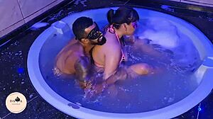 brazilian milf plays soap game in bath, tribute to gugu