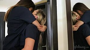 Shyla Jennings and Sasha Heart Lick Pussies Intensely on Bed