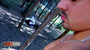 Perfect Blonde Babe Fucked by Huge Bodybuilder in Woods?