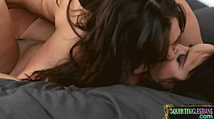 Beautiful babe squirts while strapon fucks her ass