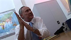 an wild orgy breaks out in the chief's office with intense action