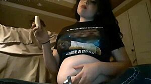 Burrito belly stuffing with big tits and chubby young brunette