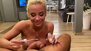 Ukrainian ballerina Lara Frost gives a deepthroat blowjob