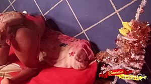 santa claus fucks latina with big natural tits on christmas