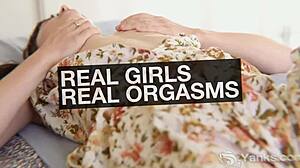 Curly Haired Amateur Yanks Birdie Fingers Her Big Tits and Twat to Climax