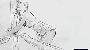 Jennifer, the country girl, enjoys a solo striptease outdoors