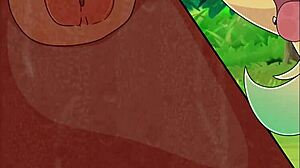 close up on wild pokemon banging action in animated style