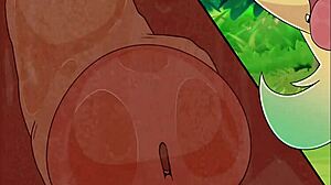 close up on wild pokemon banging action in animated style