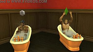 Gay threesome with big tits and daddy action in Sims 4