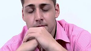 Double anal penetration during three-some homosexual sex