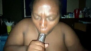 BBW sucks big black cock all day, gets mad at cum