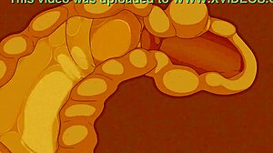 close up on wild pokemon banging action in animated style