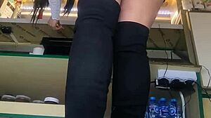 Nataly’s first ever upskirt at her new job