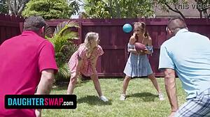 Squirting babes swap studs in wild group orgy scene