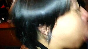 My ex gives me a blowjob with cum on her face and breasts