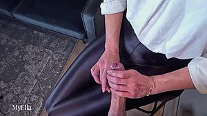 Intense Cumshot On Shiny Leggings