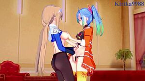 3D animated lesbian and futanari sex in Super Robot Wars