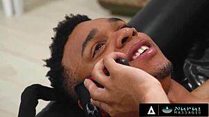 Hot Latina Masseuse Gives Stepbrother Nuru Massage with Blowjob