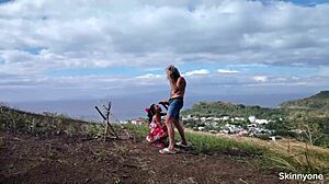 Public Ocean and Mountain Sex with Monster Cock and Tiny Pussy