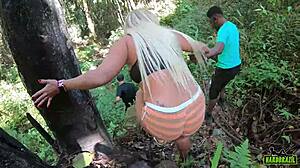 wanessa boyer climbing in the woods with her shorts stuffed in her ass