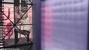 Exotic blonde Ash Hollywood feels intense pleasure as clothes rip during cowgirl riding