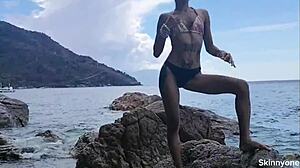 Public Ocean and Mountain Sex with Monster Cock and Tiny Pussy