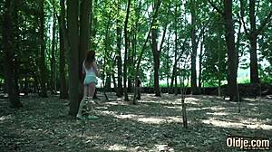 this sexy young redhead lures grandpa into wild doggystyle action.