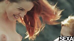 Specific Two Hot Redheads Enjoy Wild Lesbian Action On Beach