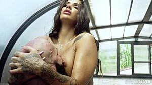 Sexy Tattooed Brunette Susy Gala Sucks Fat Cock and Gives Titty Wank in Private Pool