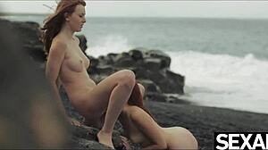 Specific Two Hot Redheads Enjoy Wild Lesbian Action On Beach