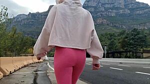 Watch me masturbate outdoors near the mountains, getting wet and reaching orgasm.