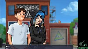 Steamy summer anime adventure with a goth beauty and a big dick lover