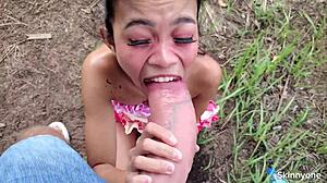 Public Ocean and Mountain Sex with Monster Cock and Tiny Pussy