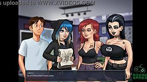 Steamy summer anime adventure with a goth beauty and a big dick lover